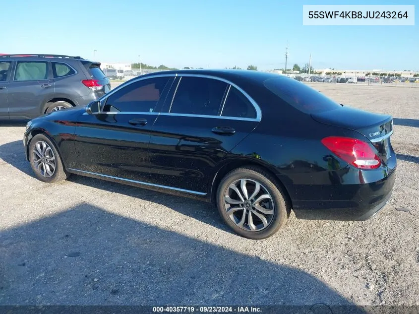 2018 Mercedes-Benz C 300 300 4Matic VIN: 55SWF4KB8JU243264 Lot: 40357719