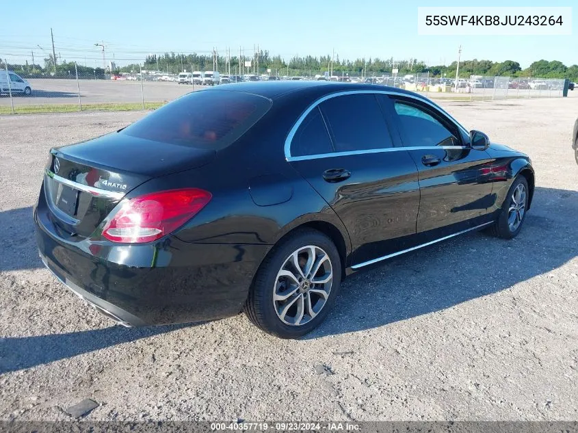 2018 Mercedes-Benz C 300 300 4Matic VIN: 55SWF4KB8JU243264 Lot: 40357719