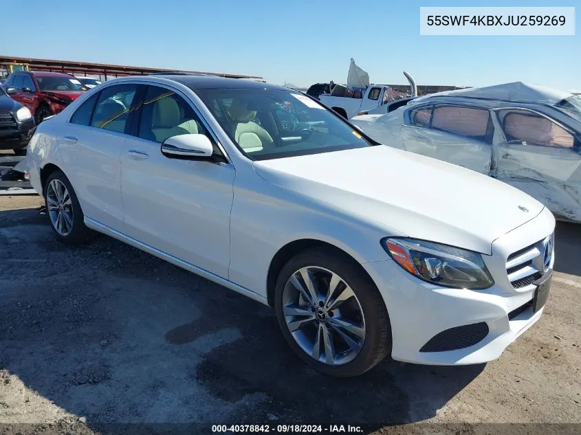 2018 Mercedes-Benz C 300 4Matic VIN: 55SWF4KBXJU259269 Lot: 40378842