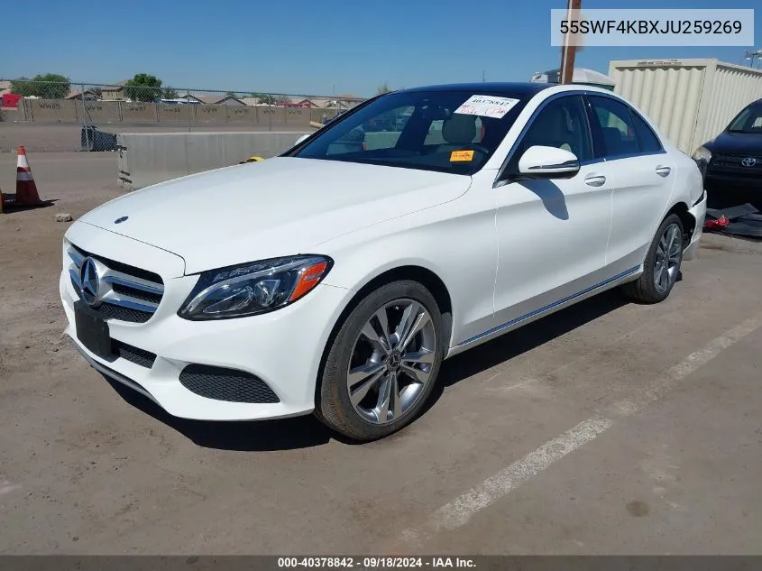 2018 Mercedes-Benz C 300 4Matic VIN: 55SWF4KBXJU259269 Lot: 40378842