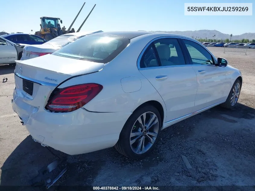 2018 Mercedes-Benz C 300 4Matic VIN: 55SWF4KBXJU259269 Lot: 40378842