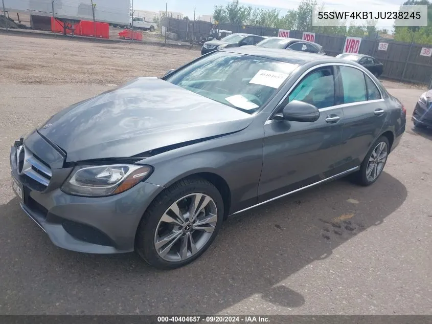 2018 Mercedes-Benz C 300 4Matic VIN: 55SWF4KB1JU238245 Lot: 40404657