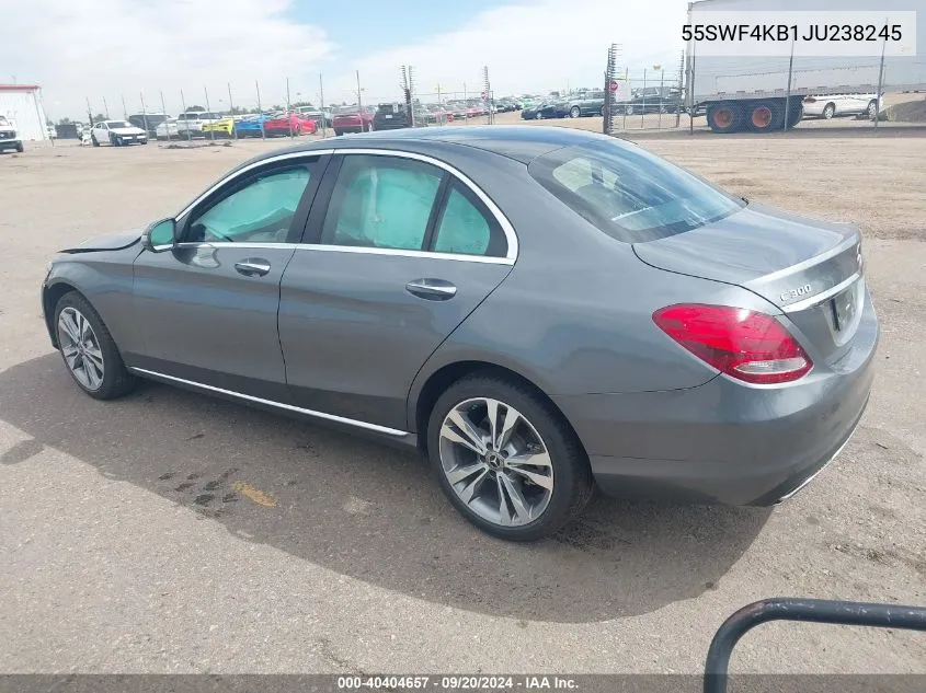 2018 Mercedes-Benz C 300 4Matic VIN: 55SWF4KB1JU238245 Lot: 40404657