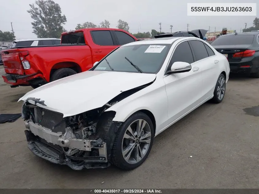 2018 Mercedes-Benz C 300 VIN: 55SWF4JB3JU263603 Lot: 40435017