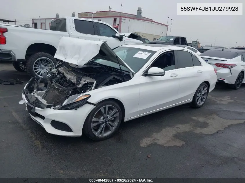 2018 Mercedes-Benz C 300 VIN: 55SWF4JB1JU279928 Lot: 40442887