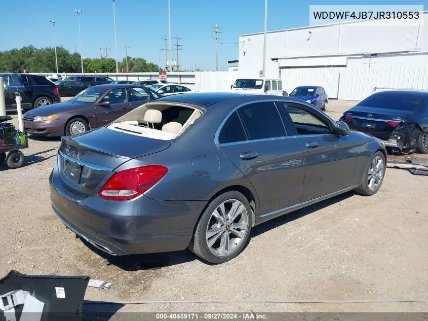 2018 Mercedes-Benz C 300 VIN: WDDWF4JB7JR310553 Lot: 40459171