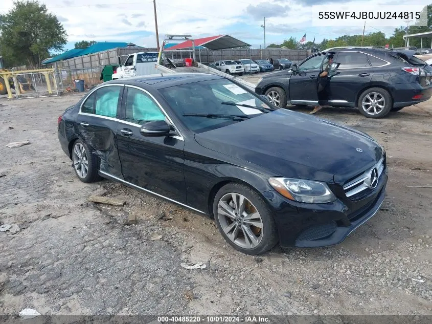 2018 Mercedes-Benz C 300 VIN: 55SWF4JB0JU244815 Lot: 40485220