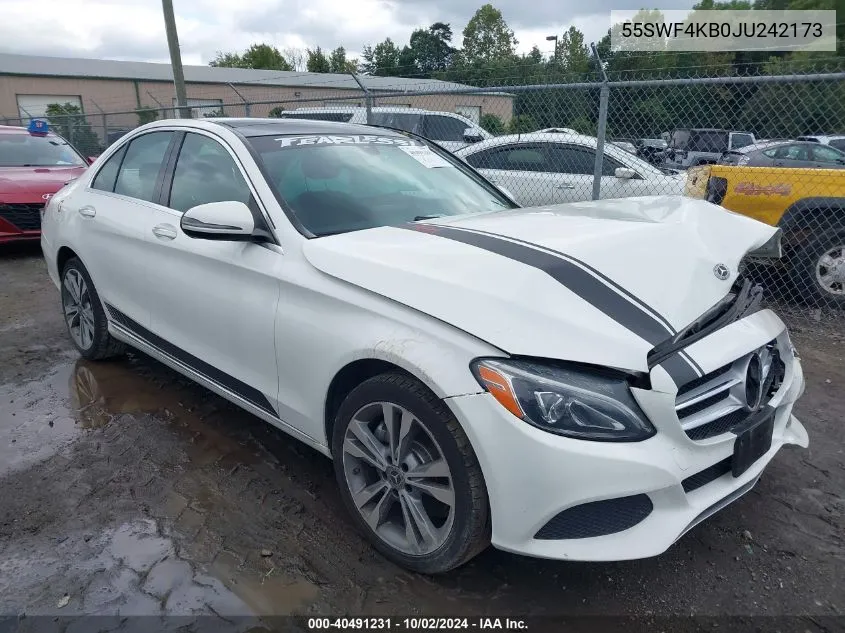 2018 Mercedes-Benz C 300 4Matic VIN: 55SWF4KB0JU242173 Lot: 40491231