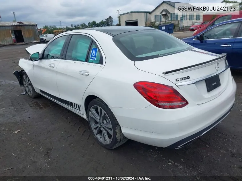 2018 Mercedes-Benz C 300 4Matic VIN: 55SWF4KB0JU242173 Lot: 40491231