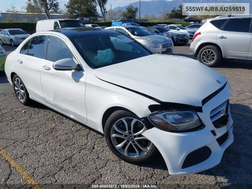 2018 Mercedes-Benz C 300 VIN: 55SWF4JB8JU259515 Lot: 40502072