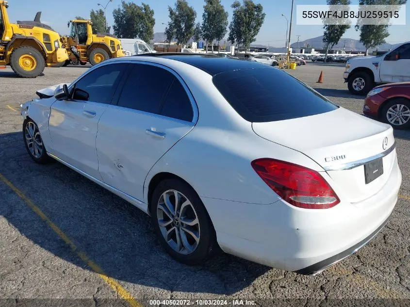 2018 Mercedes-Benz C 300 VIN: 55SWF4JB8JU259515 Lot: 40502072