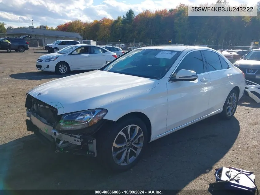 2018 Mercedes-Benz C 300 4Matic VIN: 55SWF4KB3JU243222 Lot: 40536805