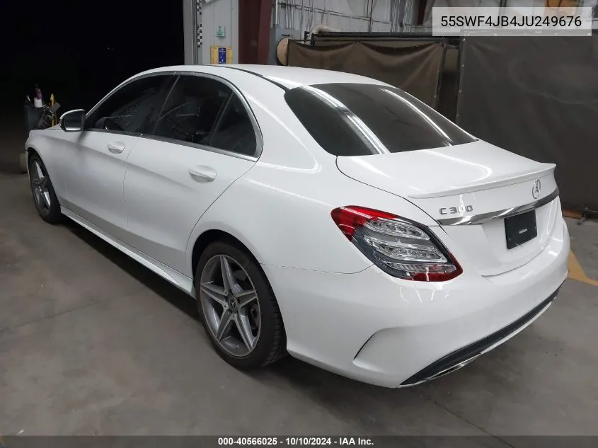 2018 Mercedes-Benz C 300 VIN: 55SWF4JB4JU249676 Lot: 40566025