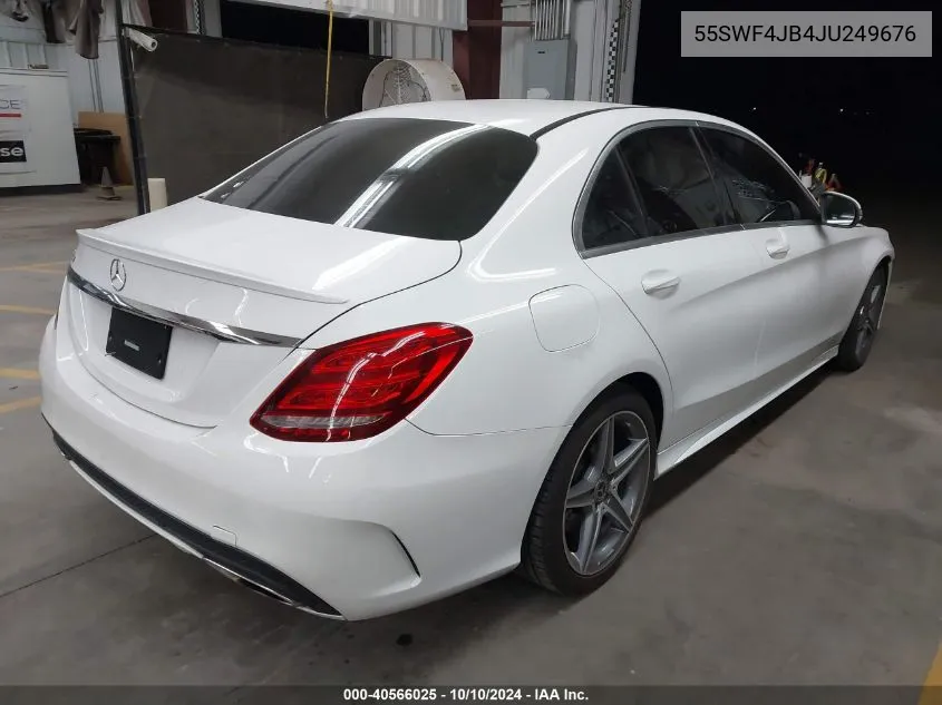 2018 Mercedes-Benz C 300 VIN: 55SWF4JB4JU249676 Lot: 40566025