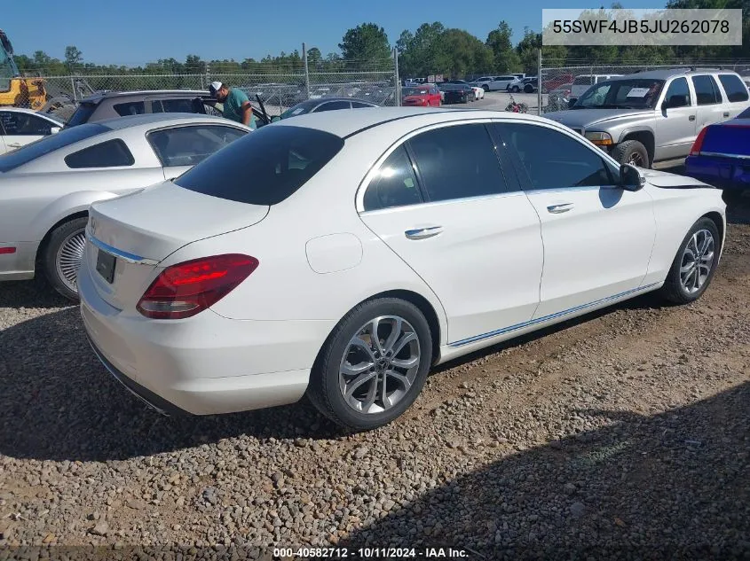 2018 Mercedes-Benz C 300 VIN: 55SWF4JB5JU262078 Lot: 40582712