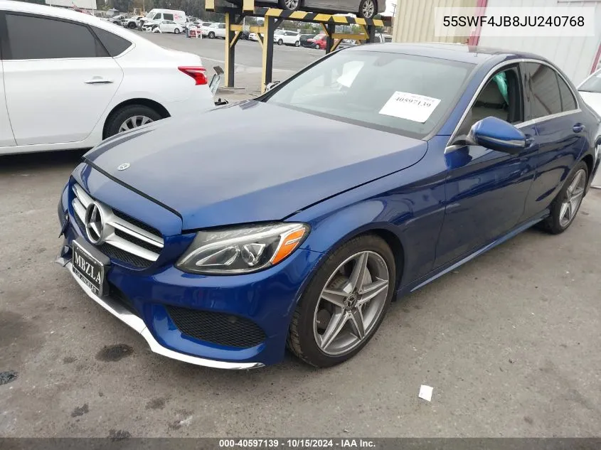 2018 Mercedes-Benz C 300 VIN: 55SWF4JB8JU240768 Lot: 40597139