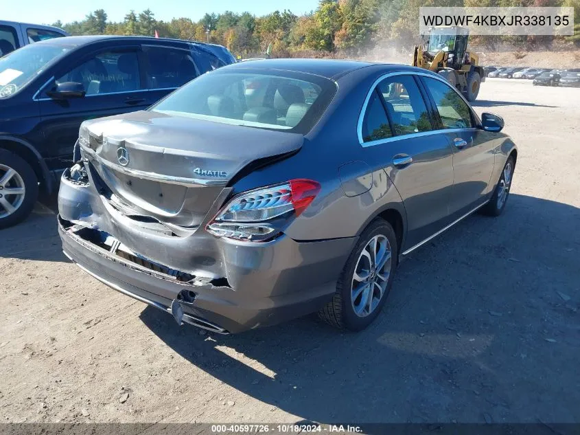 2018 Mercedes-Benz C 300 4Matic VIN: WDDWF4KBXJR338135 Lot: 40597726