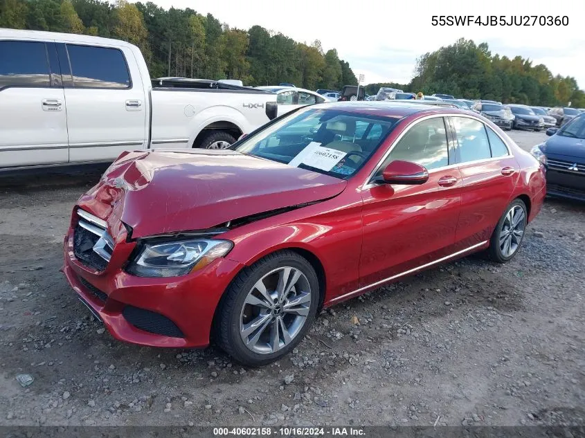 2018 Mercedes-Benz C 300 VIN: 55SWF4JB5JU270360 Lot: 40602158