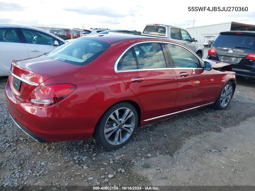 2018 Mercedes-Benz C 300 VIN: 55SWF4JB5JU270360 Lot: 40602158