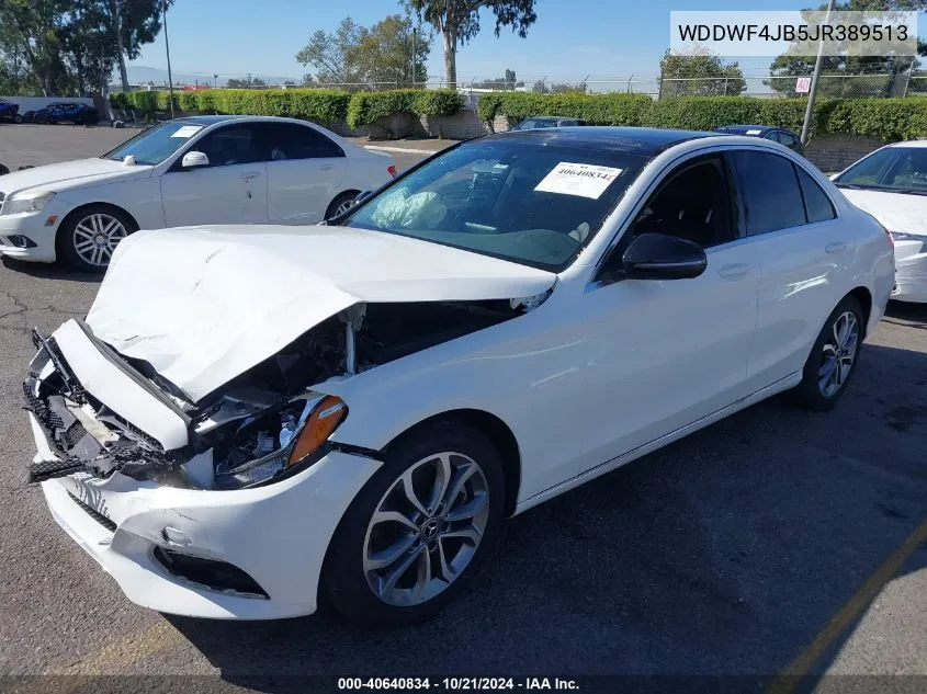 2018 Mercedes-Benz C 300 300 VIN: WDDWF4JB5JR389513 Lot: 40640834