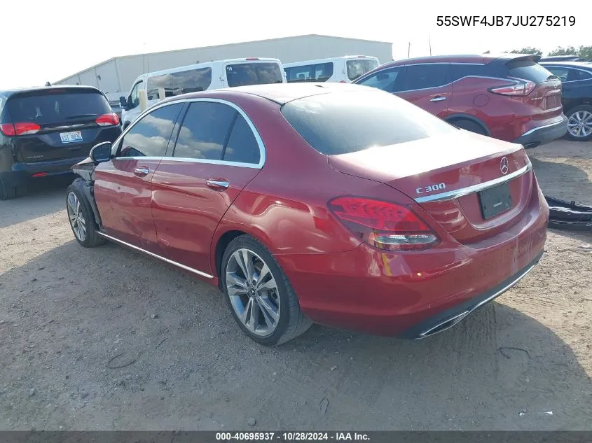 2018 Mercedes-Benz C 300 VIN: 55SWF4JB7JU275219 Lot: 40695937