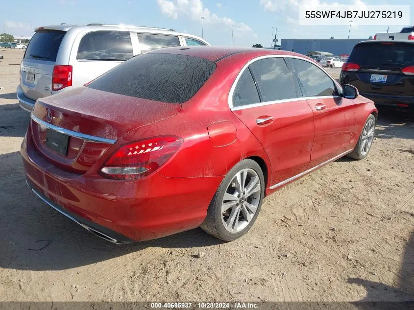 2018 Mercedes-Benz C 300 VIN: 55SWF4JB7JU275219 Lot: 40695937