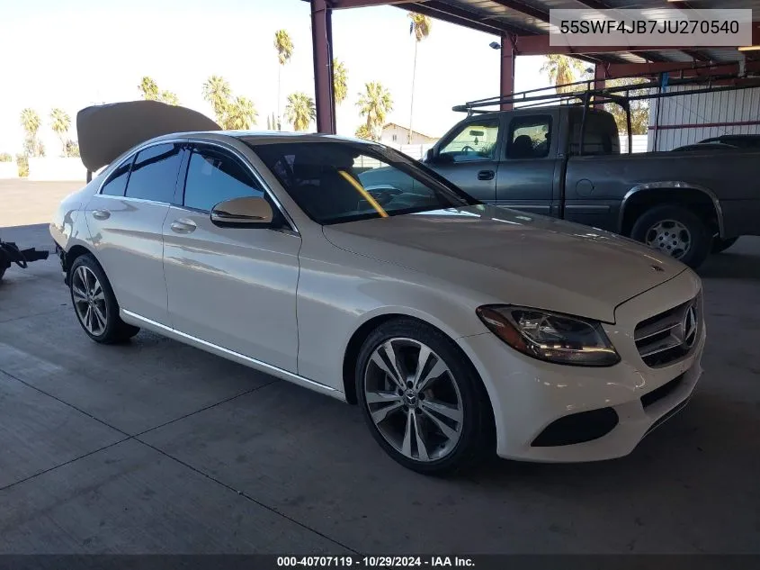 2018 Mercedes-Benz C 300 VIN: 55SWF4JB7JU270540 Lot: 40707119