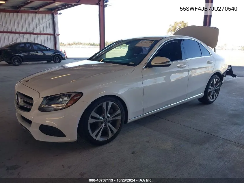 2018 Mercedes-Benz C 300 VIN: 55SWF4JB7JU270540 Lot: 40707119