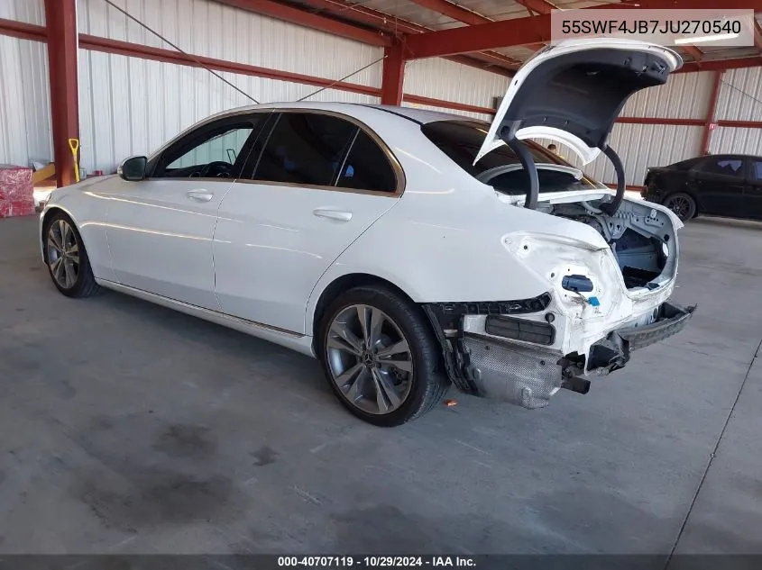 2018 Mercedes-Benz C 300 VIN: 55SWF4JB7JU270540 Lot: 40707119