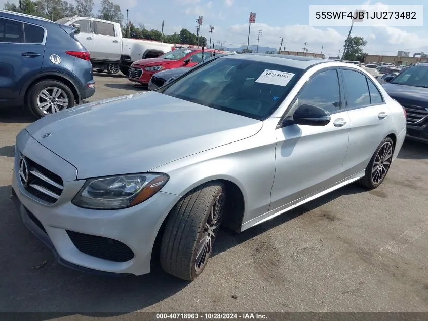 2018 Mercedes-Benz C 300 VIN: 55SWF4JB1JU273482 Lot: 40718963