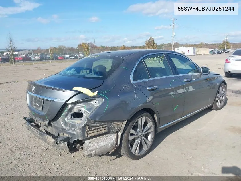 2018 Mercedes-Benz C 300 VIN: 55SWF4JB7JU251244 Lot: 40751304