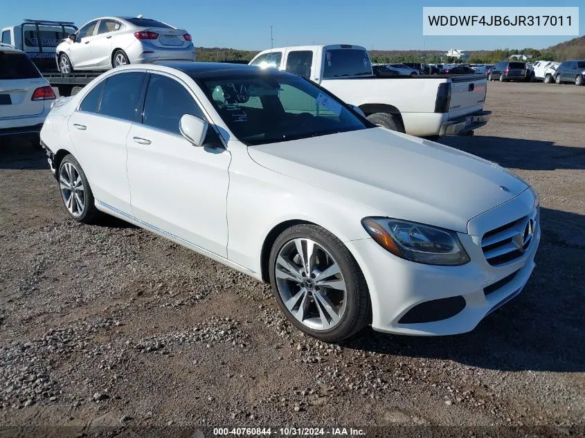 2018 Mercedes-Benz C 300 VIN: WDDWF4JB6JR317011 Lot: 40760844