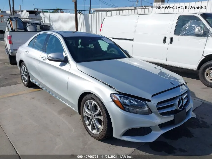 2018 Mercedes-Benz C 300 VIN: 55SWF4JB0JU265650 Lot: 40766723