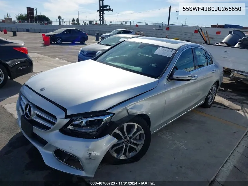 2018 Mercedes-Benz C 300 VIN: 55SWF4JB0JU265650 Lot: 40766723