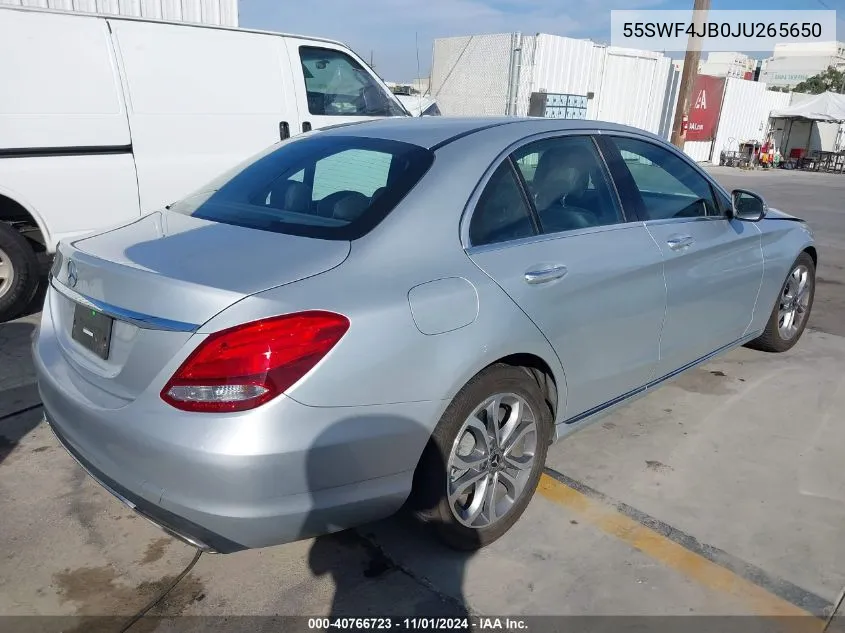 2018 Mercedes-Benz C 300 VIN: 55SWF4JB0JU265650 Lot: 40766723