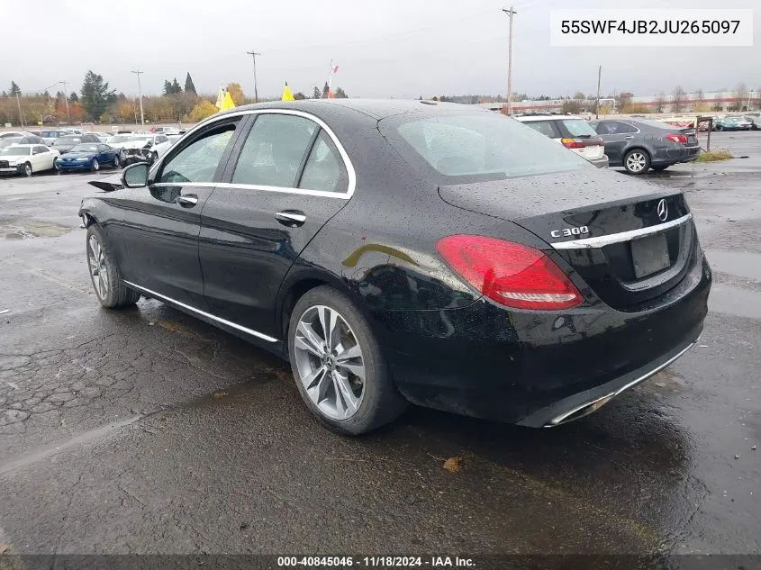 2018 Mercedes-Benz C 300 VIN: 55SWF4JB2JU265097 Lot: 40845046