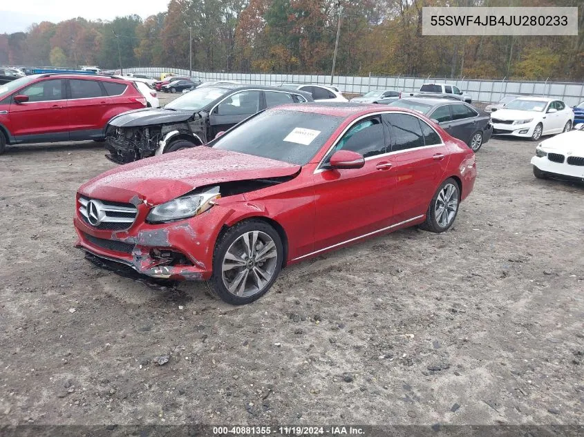 2018 Mercedes-Benz C 300 VIN: 55SWF4JB4JU280233 Lot: 40881355