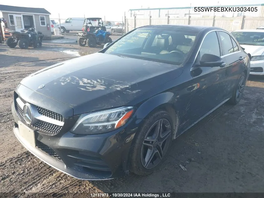 2019 Mercedes-Benz C 300 VIN: 55SWF8EBXKU303405 Lot: 12137973