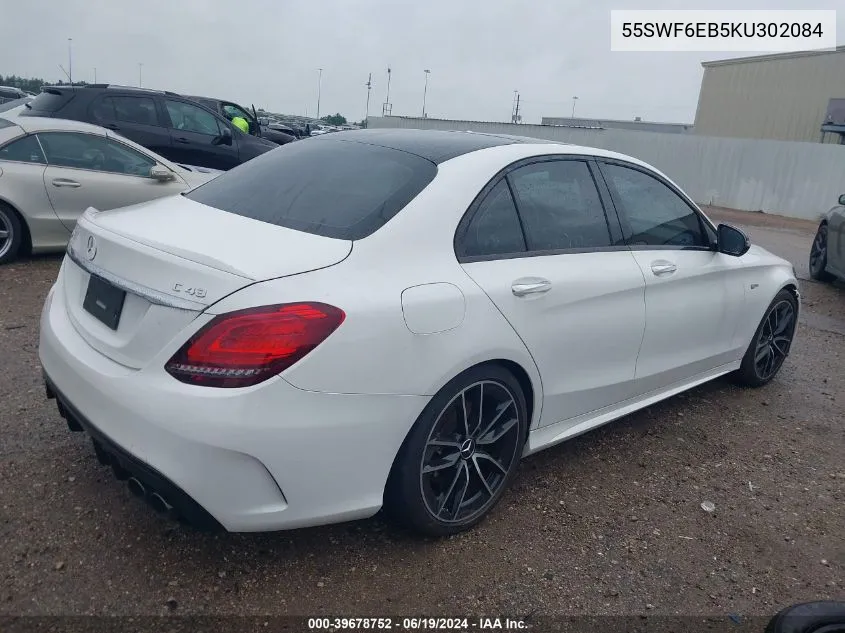 2019 Mercedes-Benz Amg C 43 4Matic VIN: 55SWF6EB5KU302084 Lot: 39678752