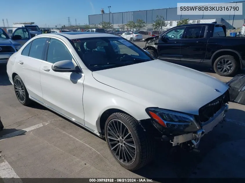 2019 Mercedes-Benz C 300 VIN: 55SWF8DB3KU316790 Lot: 39712122