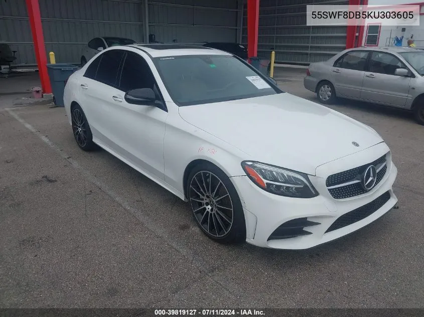 2019 Mercedes-Benz C 300 VIN: 55SWF8DB5KU303605 Lot: 39819127