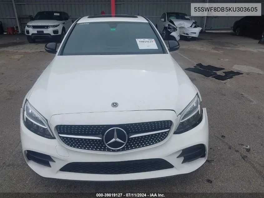 2019 Mercedes-Benz C 300 VIN: 55SWF8DB5KU303605 Lot: 39819127