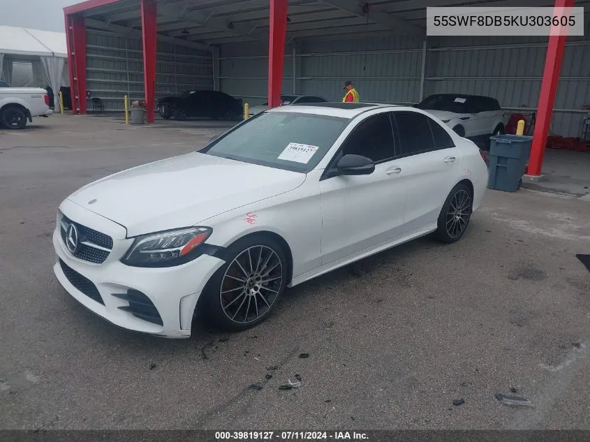 2019 Mercedes-Benz C 300 VIN: 55SWF8DB5KU303605 Lot: 39819127