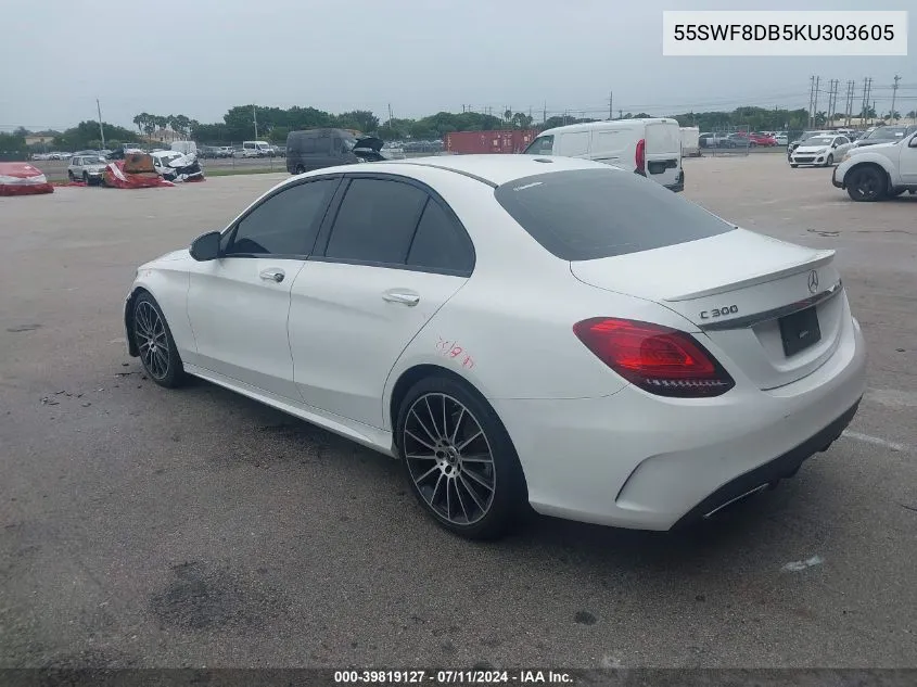 2019 Mercedes-Benz C 300 VIN: 55SWF8DB5KU303605 Lot: 39819127