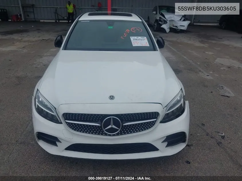 2019 Mercedes-Benz C 300 VIN: 55SWF8DB5KU303605 Lot: 39819127