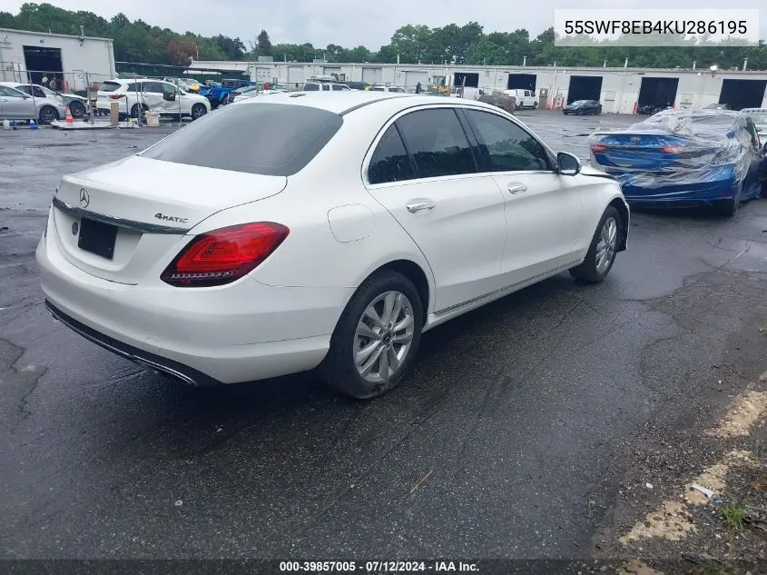 2019 Mercedes-Benz C 300 4Matic VIN: 55SWF8EB4KU286195 Lot: 39857005