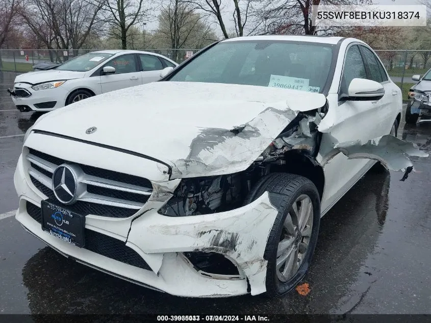 2019 Mercedes-Benz C 300 4Matic VIN: 55SWF8EB1KU318374 Lot: 39935033