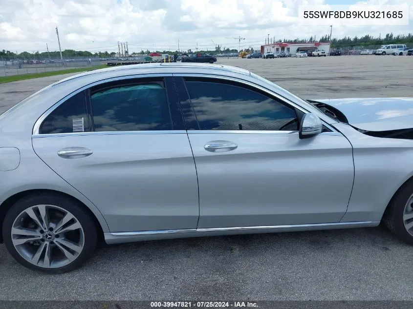 2019 Mercedes-Benz C 300 VIN: 55SWF8DB9KU321685 Lot: 39947821