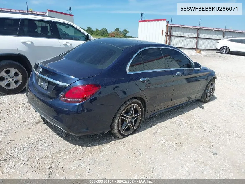 2019 Mercedes-Benz C 300 4Matic VIN: 55SWF8EB8KU286071 Lot: 39956107