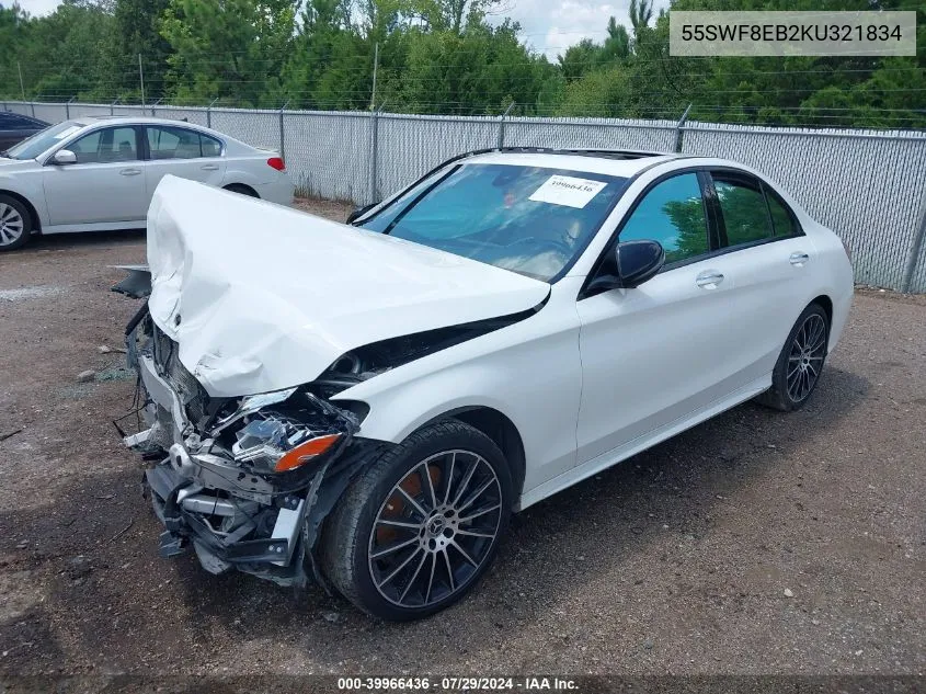 2019 Mercedes-Benz C 300 4Matic VIN: 55SWF8EB2KU321834 Lot: 39966436